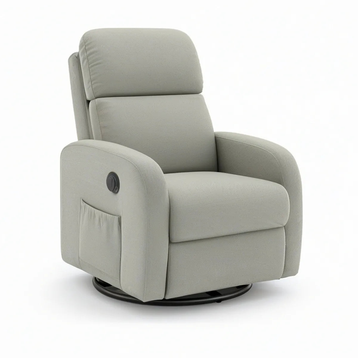 Light Gray Power Swivel Recliner with Polyester Upholstery, 34 x 39 x 41 in