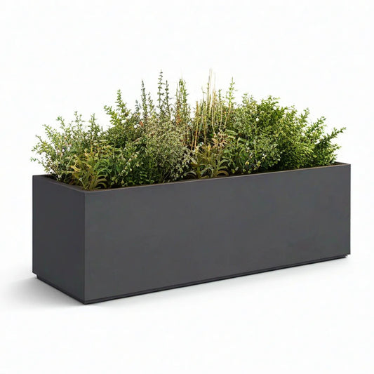 Rectangular Dark Gray Galvanized Steel Garden Planter Box, 39.37 x 15.75 x 15.75 in