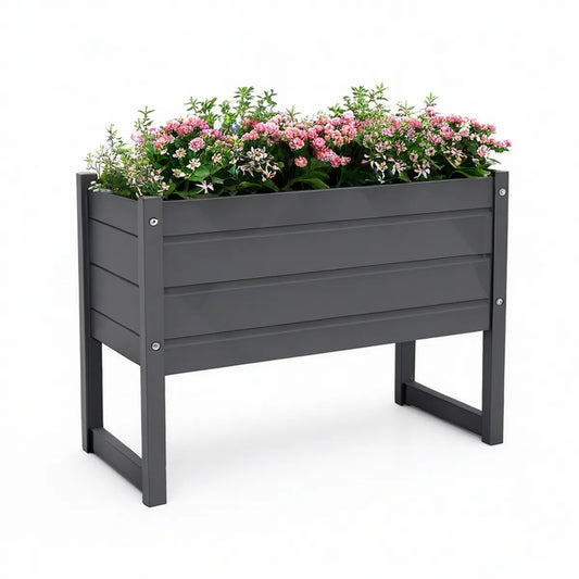 Galvanized Steel Raised Garden Planter, 80 x 40 x 80 cm, Dark Gray