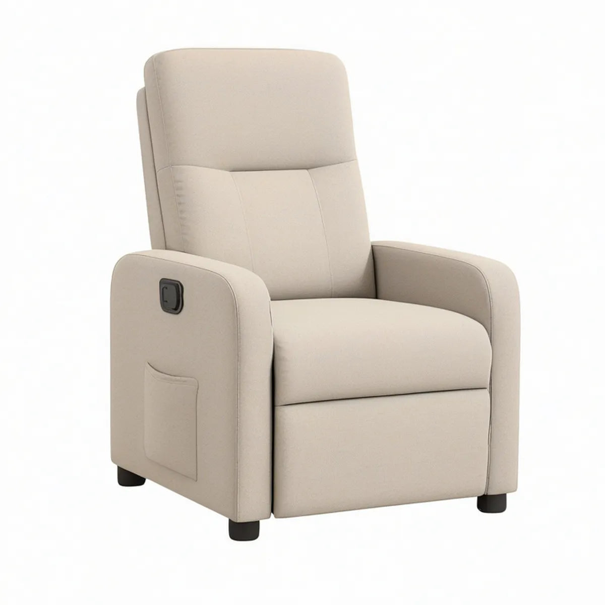 Beige Manual Reclining Armchair, 34 x 38 x 41 in, Polyester Upholstery