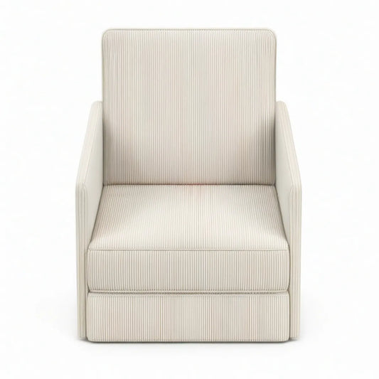 Ivory Corduroy Upholstered Armchair, 30 in W x 34 in D x 38 in H