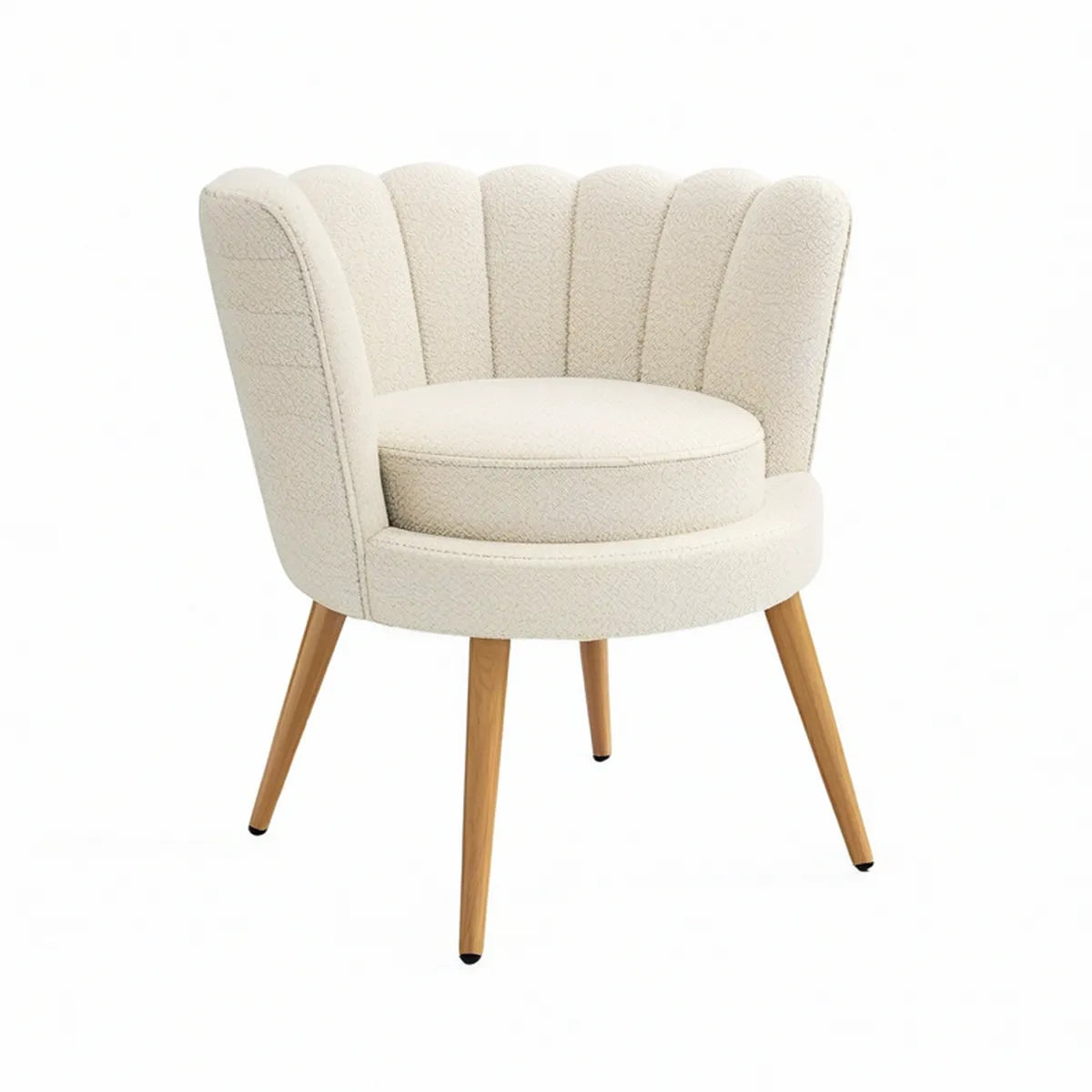 Cream Boucl茅 Barrel Accent Chair, 29 in W x 28 in D x 31 in H