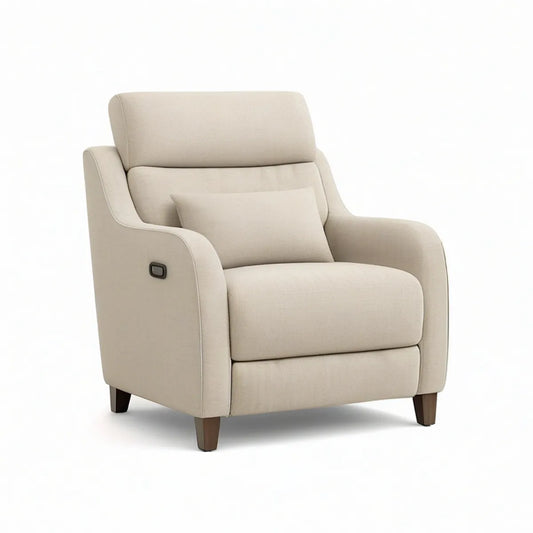 Beige Power Recliner Armchair with Lumbar Pillow, 35 x 39 x 41 Inches